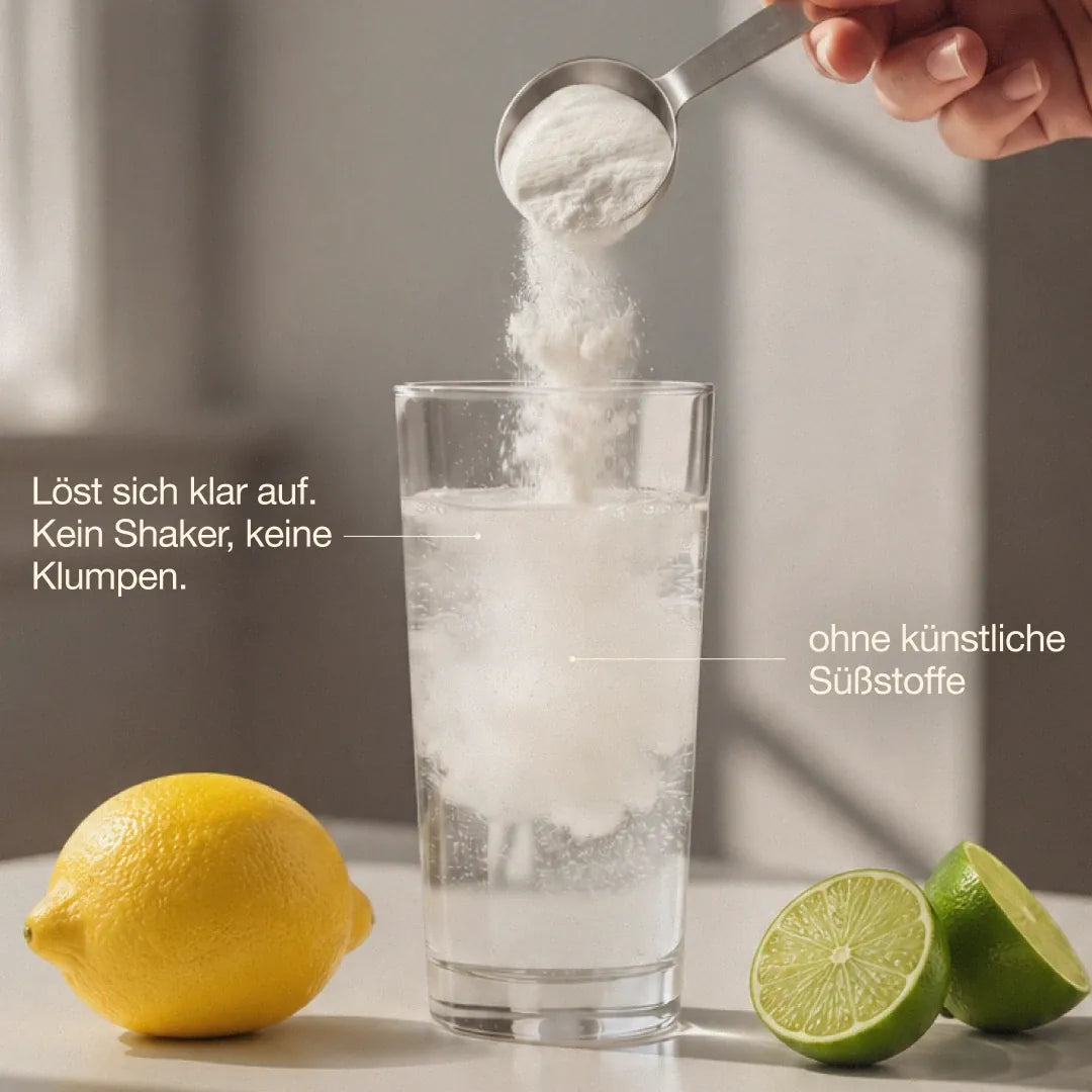 Fortisana löst sich klar in Wasser auf, ohne Shaker und ohne künstliche Süßstoffe
